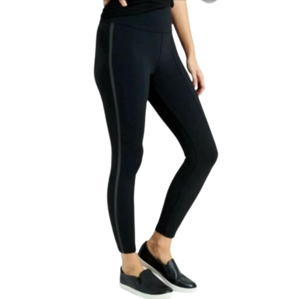 Athleta Metro 7/8 Tights Black with Black Side Stripe - L
